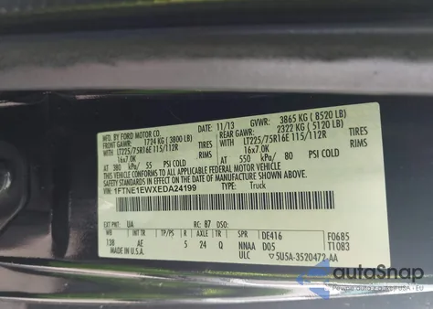 2014 Ford E-150 Commercial from USA, damaged, VIN 1FTNE1EWXEDA24199